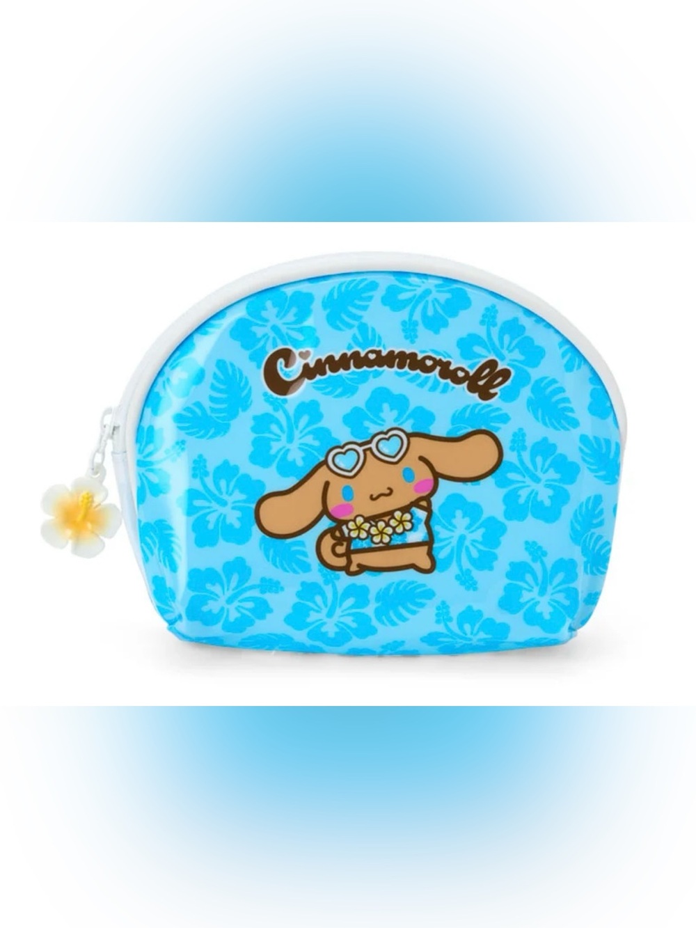 Cinnamoroll Small Zipper Pouch Suntan Series w Hibiscus Plumeria Details NWT